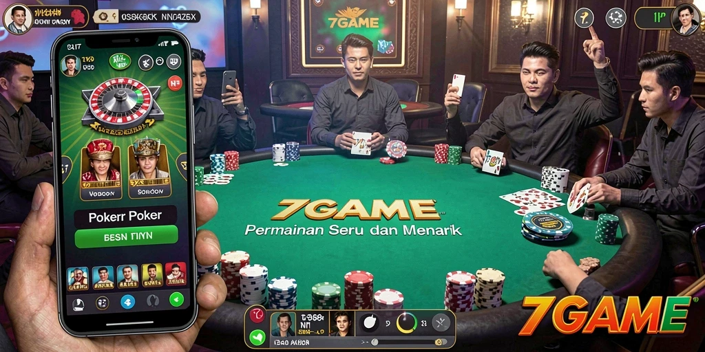 Tampilan gameplay seru dalam aplikasi poker 7GAME.