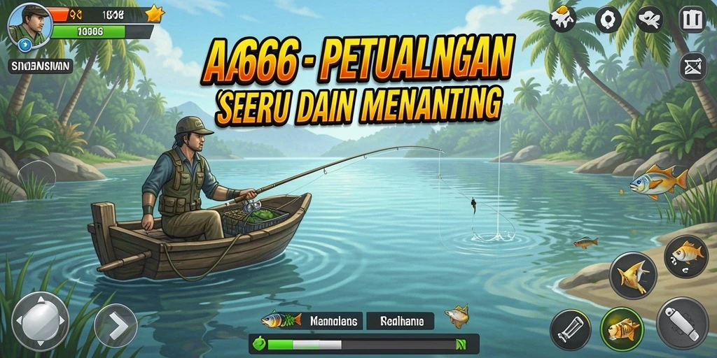 Screenshot gameplay yang menunjukkan serunya memancing di laut.