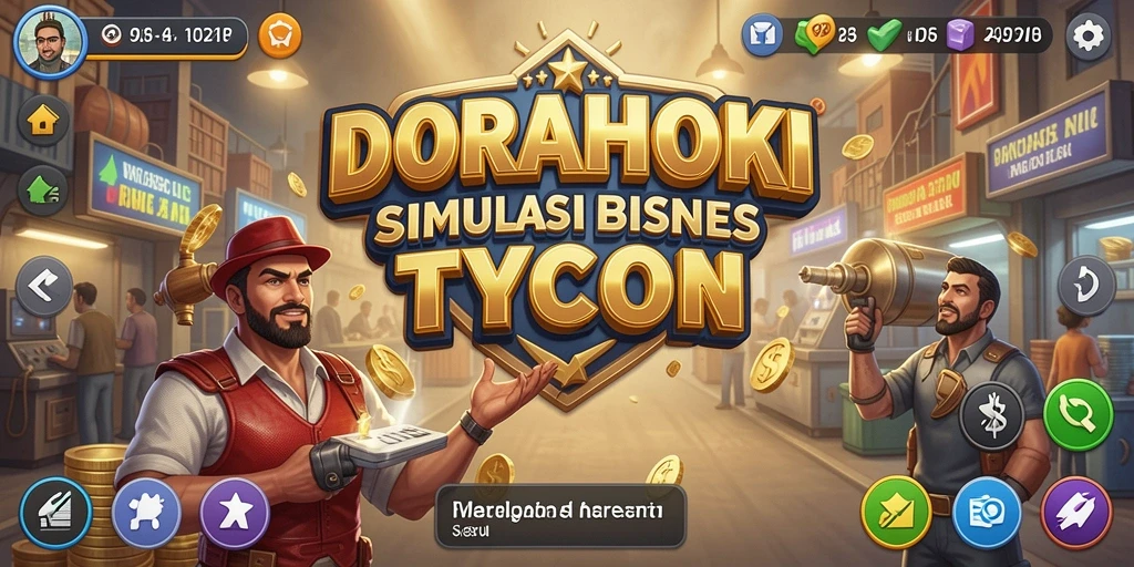 Screenshot gameplay DORAHOKI yang menampilkan pengelolaan bisnis Tycoon.