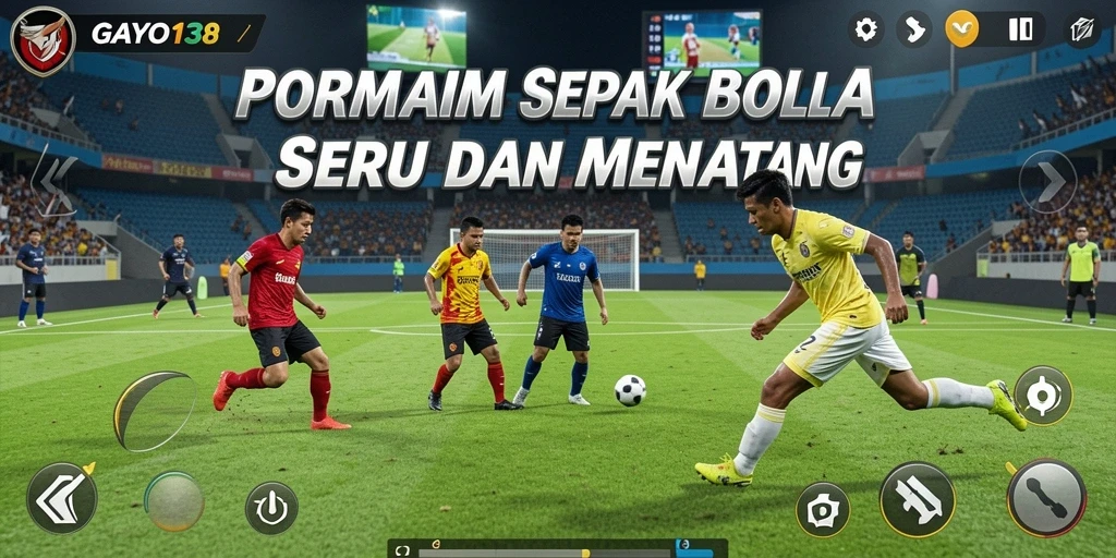 Tampilan gameplay sepak bola yang seru dan mengasyikkan.