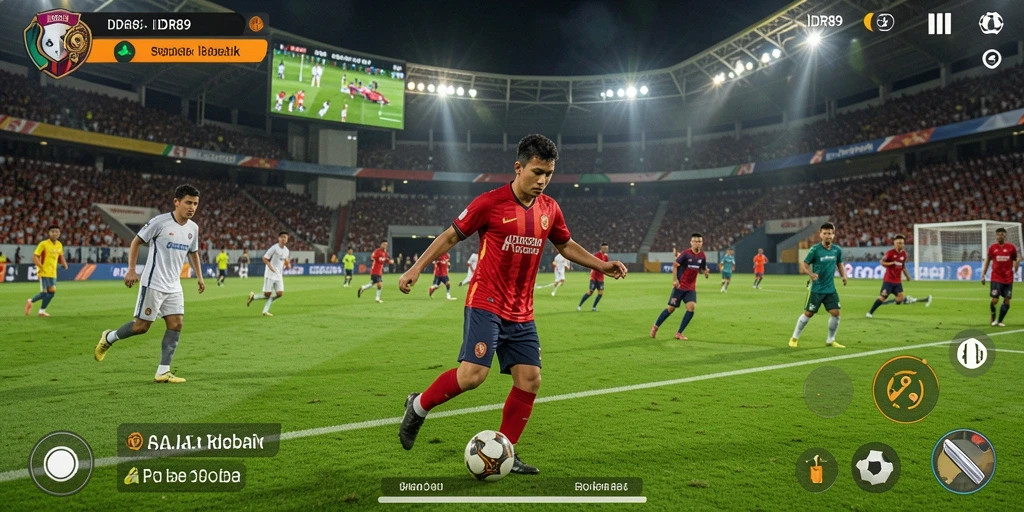 Tampilan gameplay IDR89 yang menegangkan dengan aksi sepak bola dinamis.