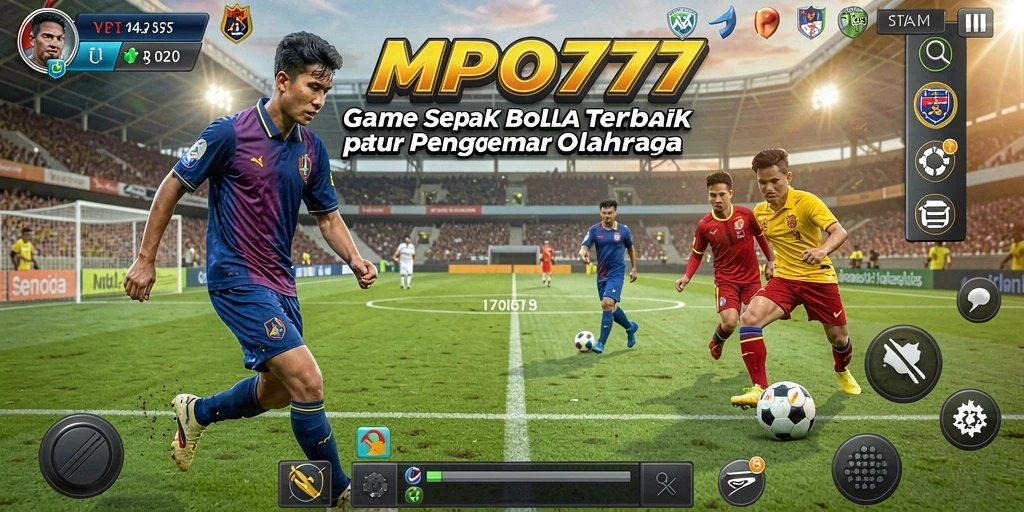 Screenshot MPO777 menampilkan aksi seru di lapangan sepak bola.
