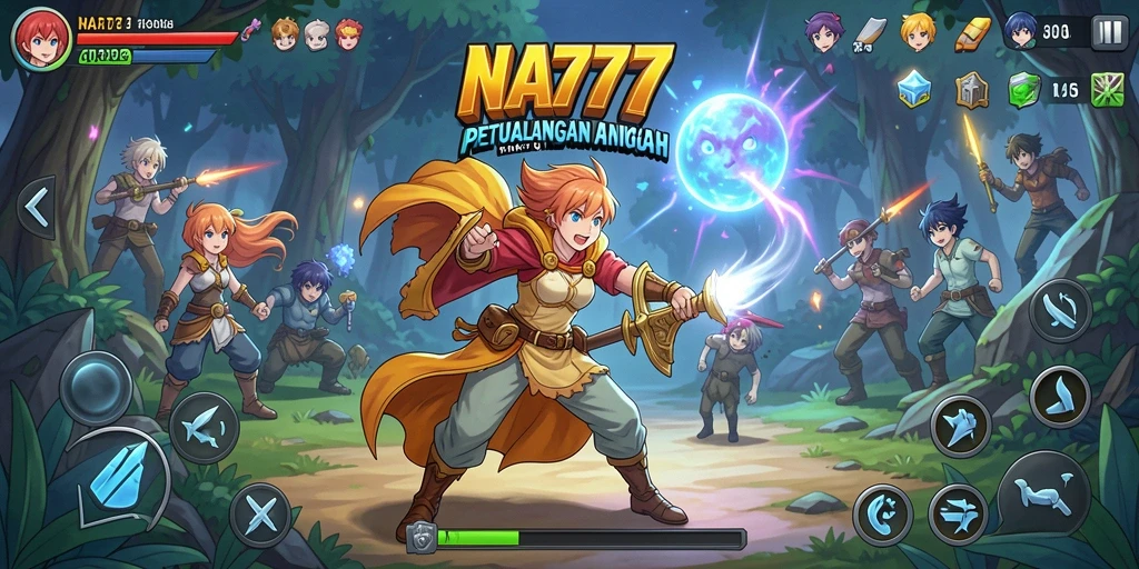 Tampilan gameplay NA777 menampilkan karakter anime dalam petualangan seru.