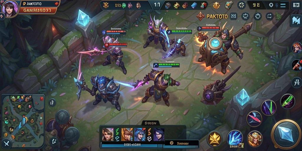 Screenshot gameplay PAKTOTO dengan aksi MOBA seru dan mendebarkan.