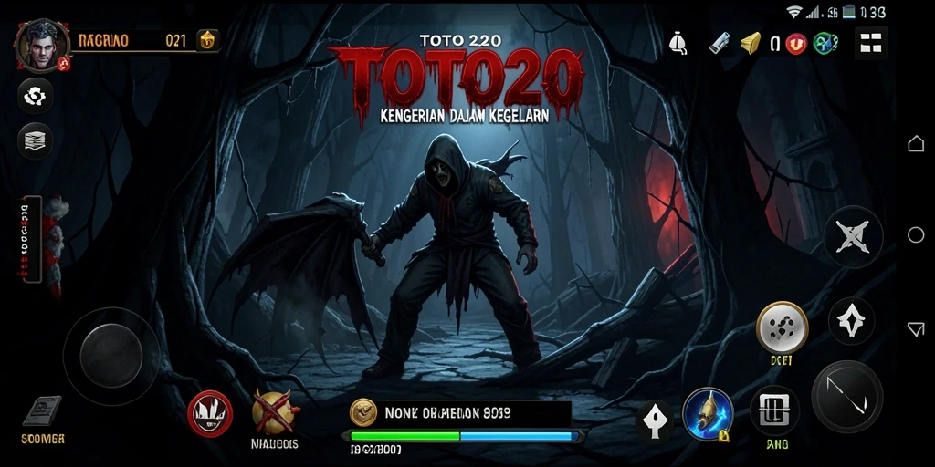 Tangkapan layar utama TOTO20 menampilkan suasana Horror yang mencekam.