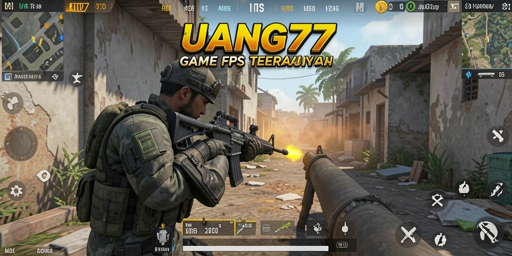 Tangkapan layar gameplay UANG77 dengan aksi tembak-menembak yang intense.